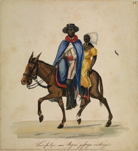 [Rural policeman leading an Afro-descendant woman behind]