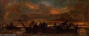 An Elegant Party On The Venetian Lagoon — Adolphe Joseph Thomas Monticelli