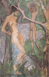 Mädchen Und Knabe Am Waldteich — Otto Mueller