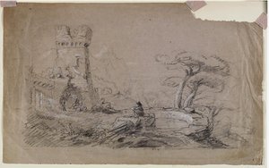 Landscape With Ruins And Man Sketching — Thomas Cole