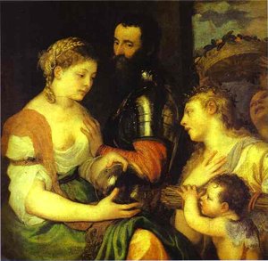 An Allegory, Perhaps Of Marriage, With Vesta And Hymen As Protectors And Advisers Of The Union Of Venus And Mars — Titian, High Renaissance