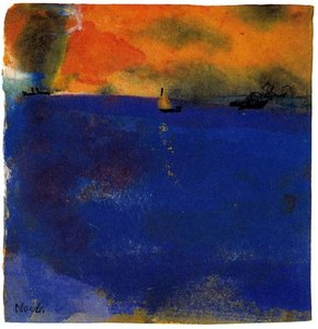 Blue Sea (Sailboat and Two Steamships)