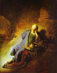 El Profeta Jeremías Llorando Sobre La Destrucción De Jerusalén — Rembrandt Van Rijn