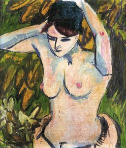 Half Naked Figure With Arms Raised — Ernst Ludwig Kirchner