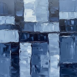 Monolithische Fragmente In Mitternachtsblau: Eine Skulpturale Studie Des Strukturellen Chaos — David Moreau, Zeitgenössische Abstraktion