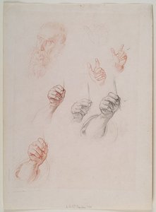 Eight Figure Studies On One Sheet Or Hands And A Head — Sir Edward John Poynter