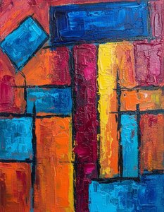 Fragmented Chromatic Resonance: A Monumental Study Of Kinetic Geometry And Vibrant Impasto — Christian Noiret, Contemporary Abstract