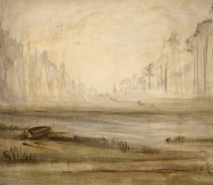 View Of The Edge Of A Lake With A Boat — Margaret Frances Anne Vane-tempest-stewart