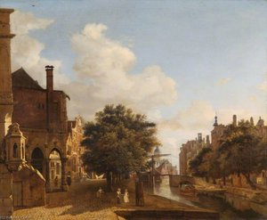 Fantasía Arquitectónica, Con El Antiguo Ayuntamiento, Ámsterdam — Jan Van Der Heyden