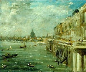 Somerset House Terrace And The Thames A View From The North End Of Waterloo Bridge With St. Paul's Cathedral In The Distance — John Constable, Romanticism