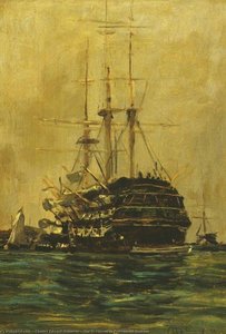 The St Vincent In Portsmouth Harbour — Charles Edward Holloway