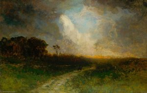 Untitled (landscape, Man On Horse) — Edward Mitchell Bannister
