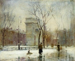 Winter In Washington Square — Paul Cornoyer