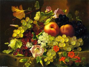 Still Life Of Fruit And Flowers — Adelheid Dietrich