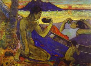 A Canoe (tahitian Family), — Eugène Henri Paul Gauguin, Post-impressionism
