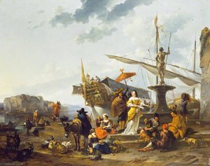 A Southern Harbour Scene — Nicolaes Pietersz Berchem, Dutch Golden Age