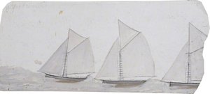 Three Sailing Boats In A Line (recto) — Alfred Wallis
