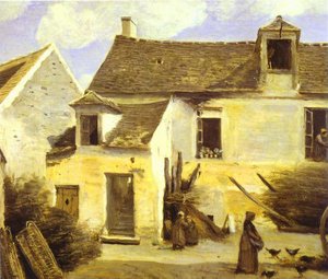 Cour D'une Maison De Paysans Aux Environs De Paris — Jean-baptiste-camille Corot, Contemporary Realism