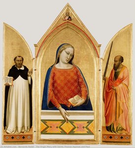 The Virgin Mary With Saints Thomas Aquinas And Paul — Bernardo Daddi, Gothic Renaissance