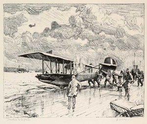 Launching The Seaplane — Arthur Lismer