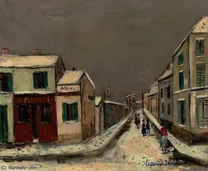 Rue De Montmartre Sous La Neige — Maurice Utrillo, Post-impressionism