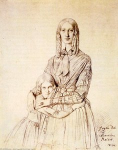 Madame Frederic Reiset Born Augustine Modeste Hortense Reiset And Her Daughter Therese — Jean-auguste-dominique Ingres