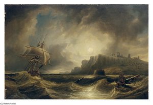 A Breezy Evening Off Saint Hilda's Abbey, Whitby — John Wilson Carmichael
