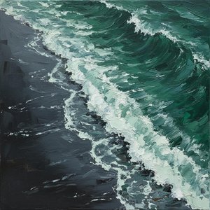 Turbulenter Smaragd-gipfel: Eine Monumentale Studie Von Impasto-bewegung Und Ozeanischer Spannung — Christian Noiret, Zeitgenössische Abstraktion