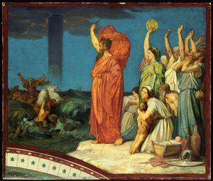 Moses Commanding The Waters To Close Upon The Egyptian Host — Hippolyte Flandrin