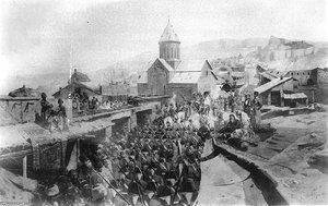 Major-general Lazarev's 17th Jagger Regiment Entering Tiflis — François Flameng