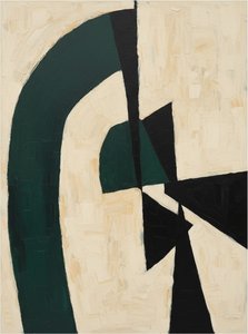 Monolithic Echoes Of Emerald And Shadow In A Fragmented Abstract Composition — Laurent Fabre, Neo-abstract Art (modern Abstract Compositions)