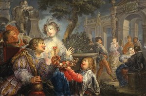 Merry Company On A Patio — Иоганн Георг Платцер