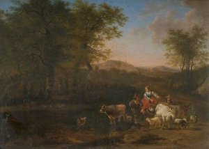 Pastoral Landscape With Figures — Nicolaes Pietersz Berchem