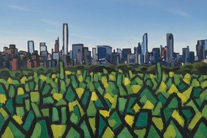 Rhythmische Skyline: Ein Urbanes Mosaik In Grüner Stille — Fabien Morin