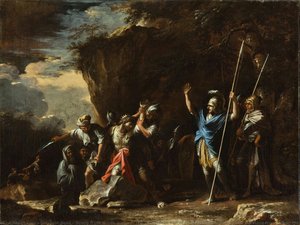 Scene From Greek History: The Deaf-mute Son Of King Croesus Prevents The Persians From Killing His Father — Salvator Rosa, Baroque