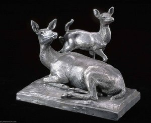 Doe And Fawn — Anna Vaughn Hyatt Huntington, Contemporary Realism