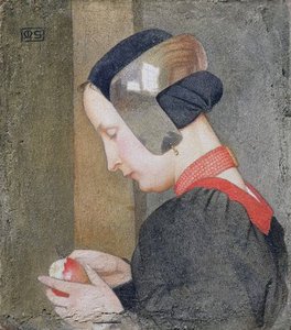 Portrait Of A Lady Peeling An Apple — Marianne Preindelsberger Stokes