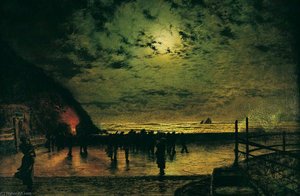 'burning Off', A Fishing Boat At Scarborough — John Atkinson Grimshaw