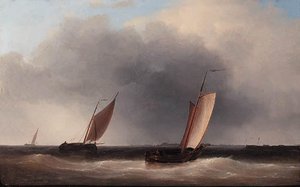 Dutch Botters In An Estuary, A Storm Approaching — Abraham Hulk Senior