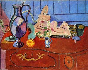 Stillleben Mit Einem Zinnkrug Und Einer Rosa Statuette — Henri Matisse