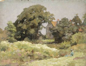Woman In A Green Dress Sitting On The Grass — Gunning King