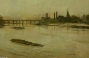 Misty Moonrise, Battersea Reach — Walter Greaves