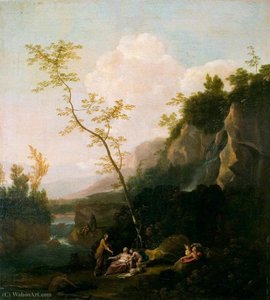 Rocky Landscape With Figures — Frederick De Moucheron