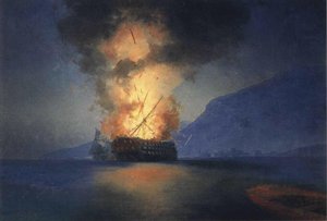 Exploding Ship — Ivan Konstantinovich Aivazovsky