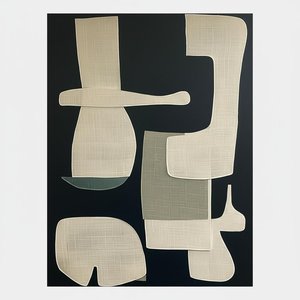 Monolithic Silence: A Meditative Study Of Interlocking Organic Forms In Muted Tones — Laurent Fabre, Neo-abstract Art