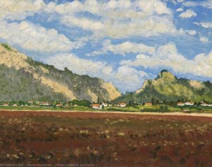 Village, Mountain and Clouds