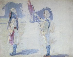 Hommage De La Jeunesse De La France A La Statue De Jules Ferry Jeune Garçon A L'etendard — William Laparra