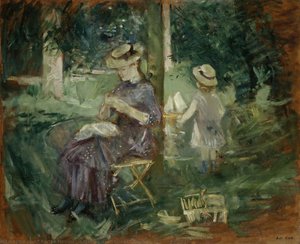A Woman And Child In A Garden — Berthe Morisot, Impressionist Movement