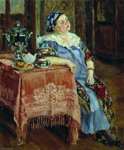 Merchant's Wife Having Tea — Sergej Arsenjewitsch Winogradow
