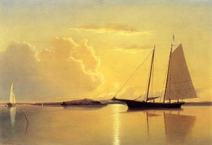 Schooner In Fairhaven Harbor, Sunrise — William Bradford